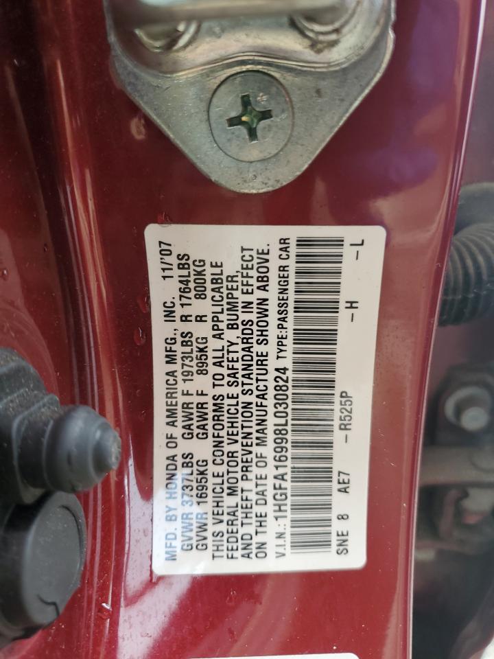 1HGFA16998L030824 2008 Honda Civic Exl