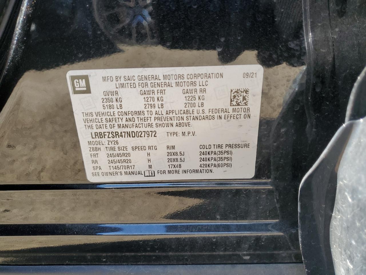 LRBFZSR47ND027972 2022 Buick Envision Avenir