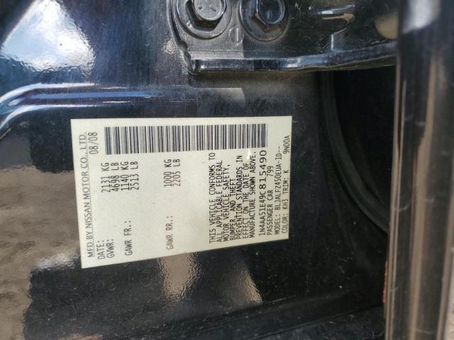 2009 Nissan Maxima S VIN: 1N4AA51E49C815490 Lot: 54574704