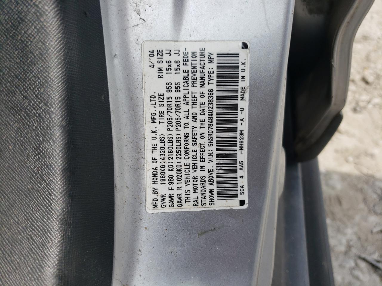 SHSRD78484U238366 2004 Honda Cr-V Lx