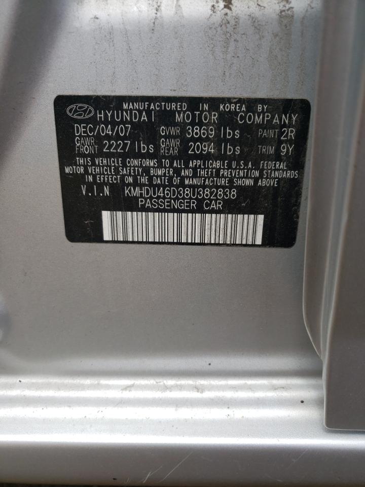 KMHDU46D38U382838 2008 Hyundai Elantra Gls