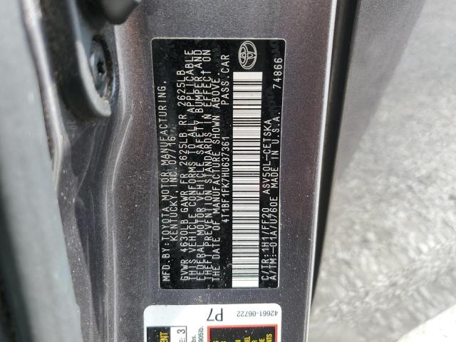 VIN 4T1BF1FK7HU637361 2017 Toyota Camry, LE no.12