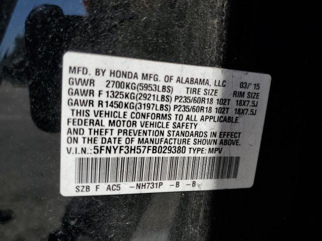 VIN 5FNYF3H57FB029380 2015 Honda Pilot, Exl no.13