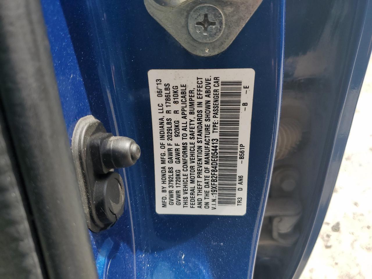 19XFB2F84DE054413 2013 Honda Civic Ex