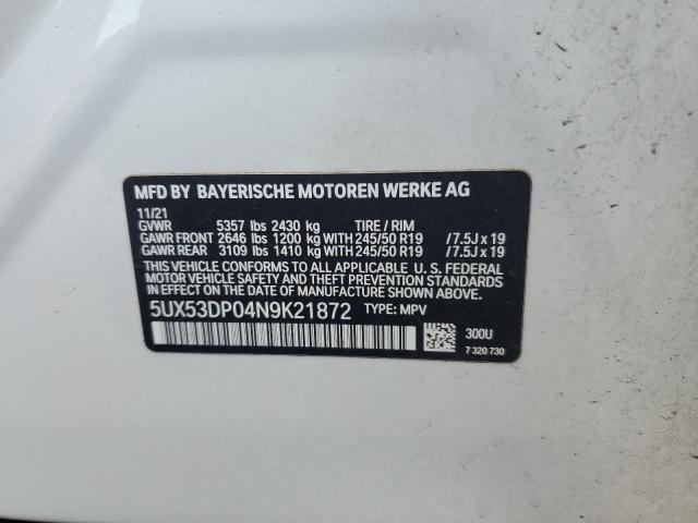 2022 BMW X3 xDrive30I VIN: 5UX53DP04N9K21872 Lot: 56863404