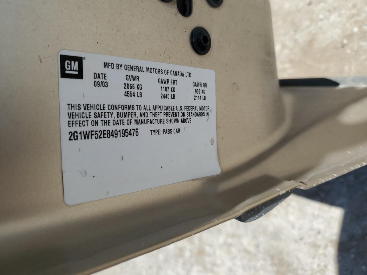 2G1WF52E849195476 2004 Chevrolet Impala