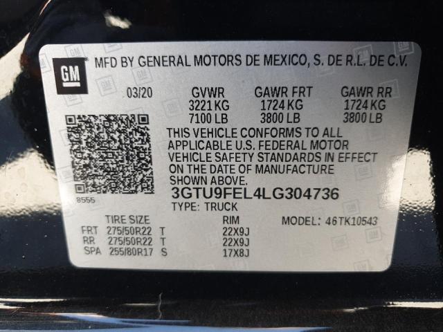 2020 GMC Sierra K1500 Denali VIN: 3GTU9FEL4LG304736 Lot: 55971264