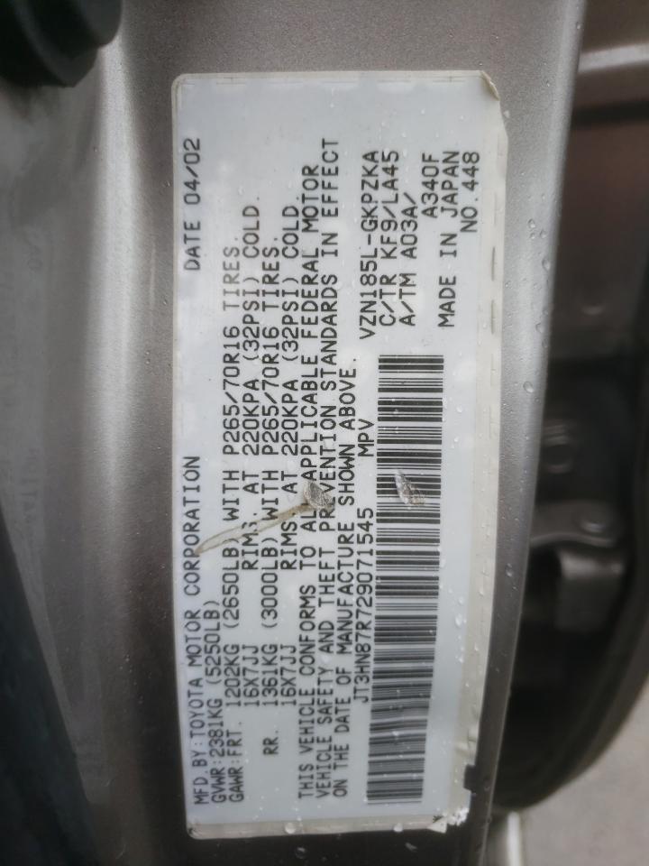 JT3HN87R729071545 2002 Toyota 4Runner Limited