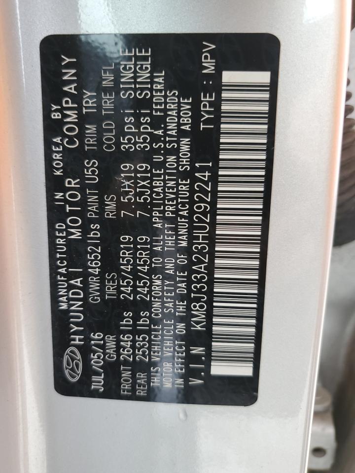 KM8J33A23HU292241 2017 Hyundai Tucson Limited