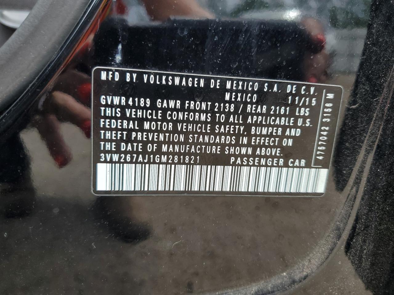 3VW267AJ1GM281821 2016 Volkswagen Jetta S