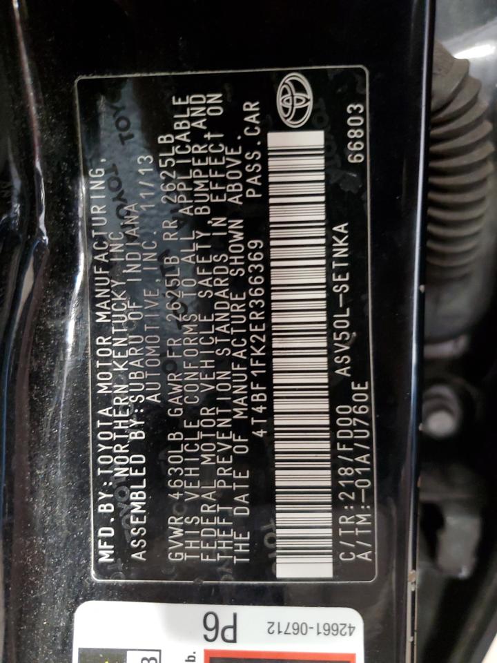 4T4BF1FK2ER366369 2014 Toyota Camry L