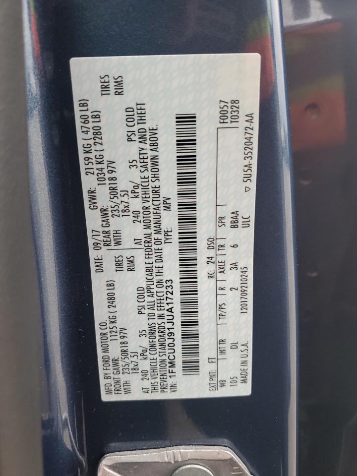 1FMCU0J91JUA17233 2018 Ford Escape Titanium