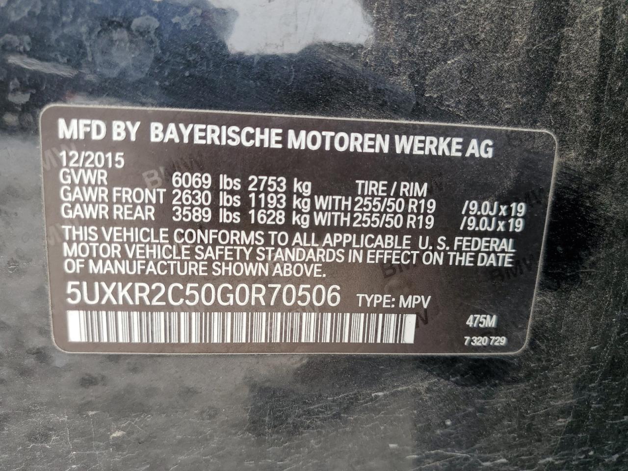 5UXKR2C50G0R70506 2016 BMW X5 Sdrive35I