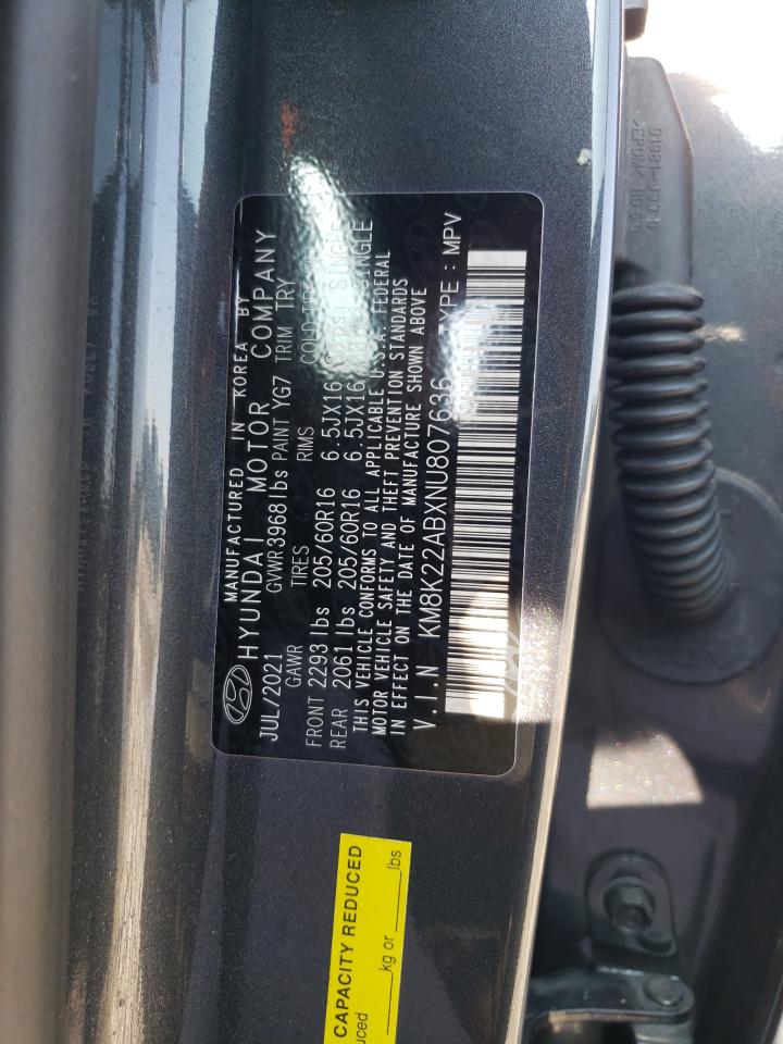 KM8K22ABXNU807636 2022 Hyundai Kona Sel