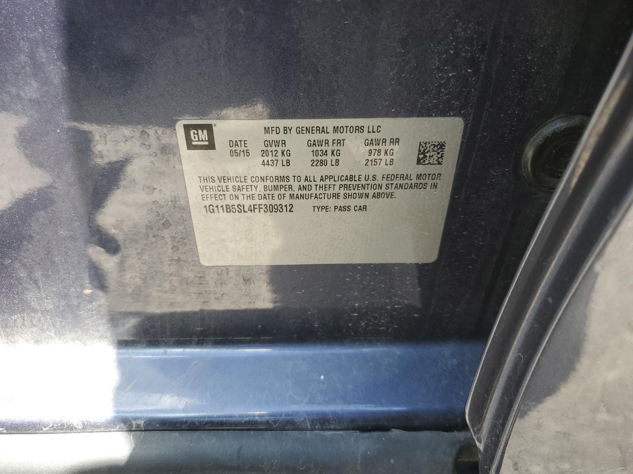 1G11B5SL4FF309312 2015 Chevrolet Malibu Ls