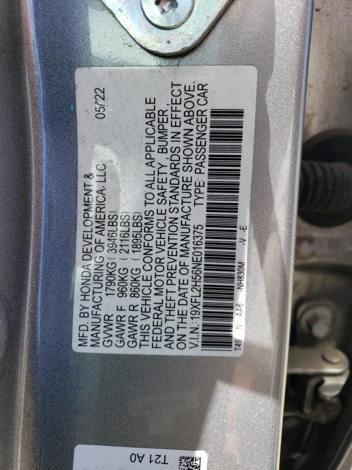 19XFL2H56NE016375 2022 Honda Civic Lx