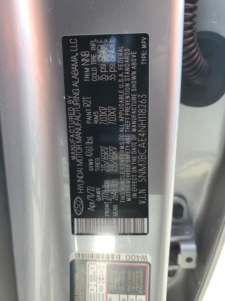 5NMJBCAE4NH118263 2022 Hyundai Tucson Sel