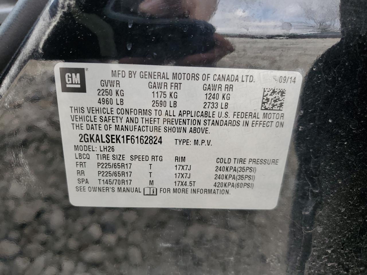 2GKALSEK1F6162824 2015 GMC Terrain Slt