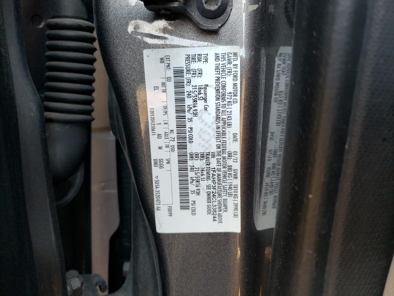 1FAHP3F24CL338244 2012 Ford Focus Se