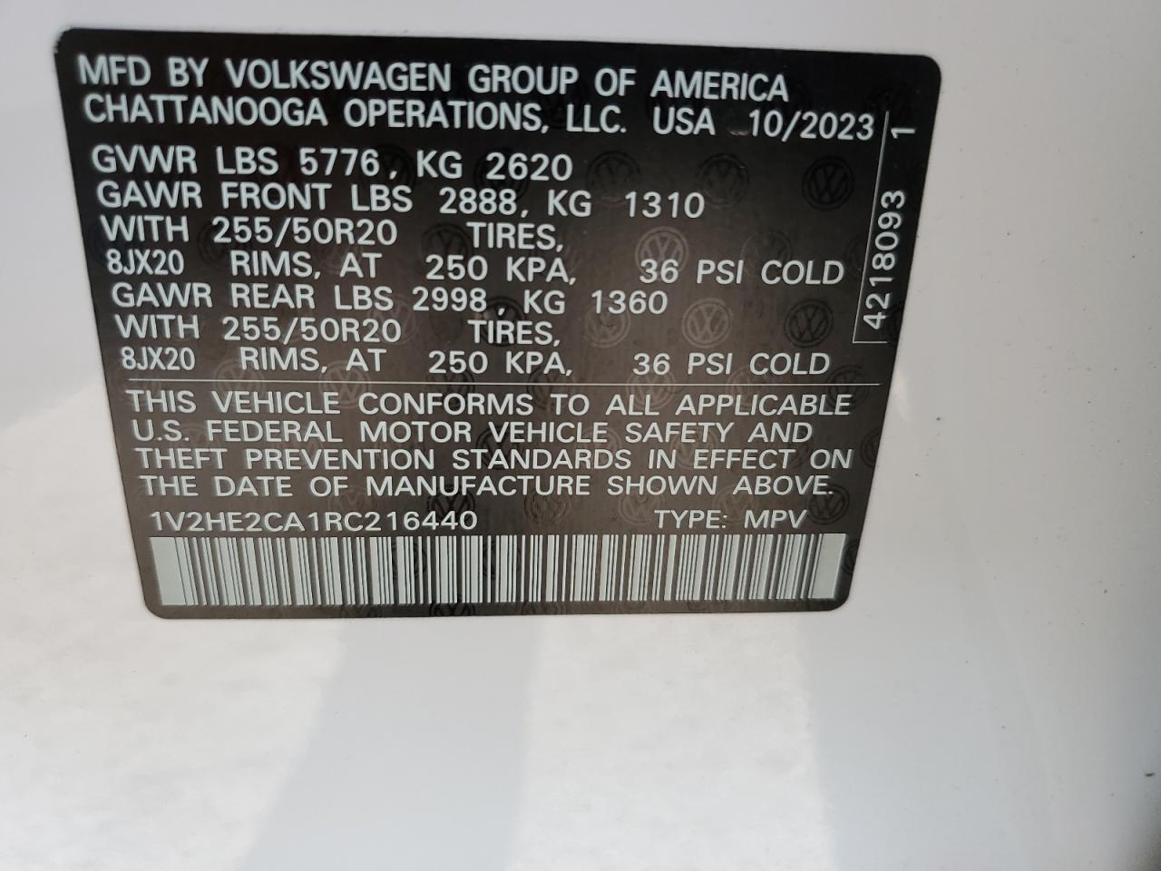 1V2HE2CA1RC216440 2024 Volkswagen Atlas Cross Sport Se