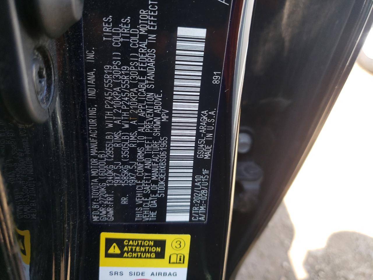 5TDDK3EHXBS061965 2011 Toyota Highlander Limited