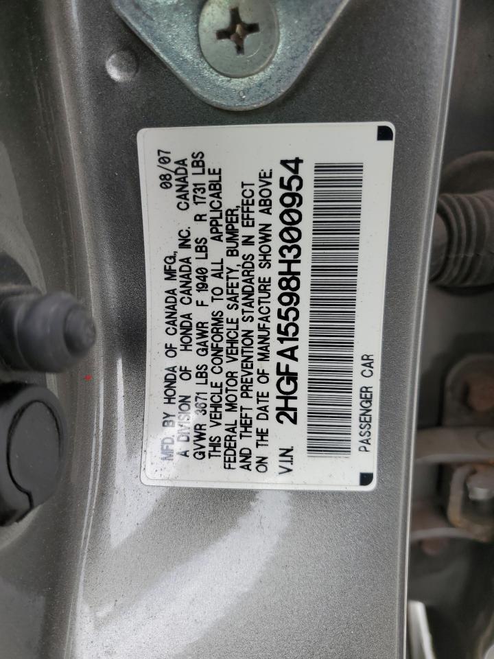 2HGFA15598H300954 2008 Honda Civic Lx