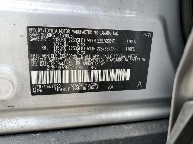 2021 Toyota Rav4 Le VIN: 2T3F1RFV7MC210189 Lot: 55326754