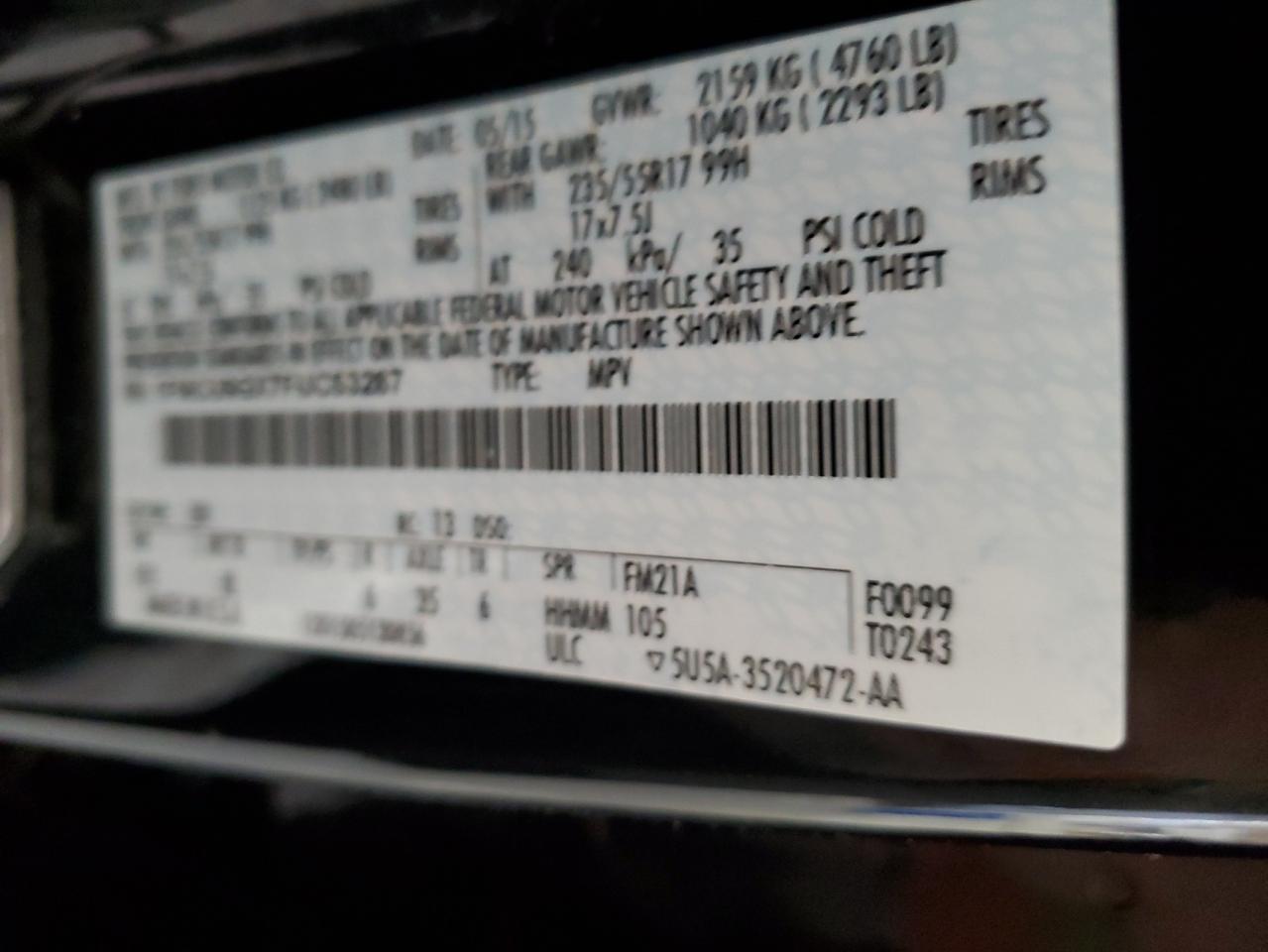 1FMCU9GX7FUC53287 2015 Ford Escape Se