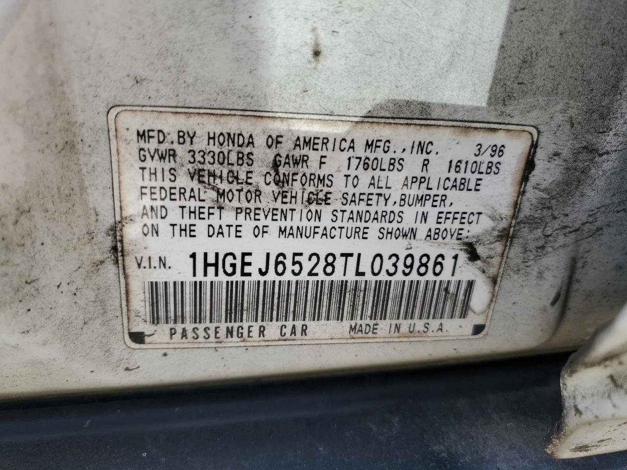 1HGEJ6528TL039861 1996 Honda Civic Dx 1HGEJ6528TL039861 1996 Honda Civic Dx