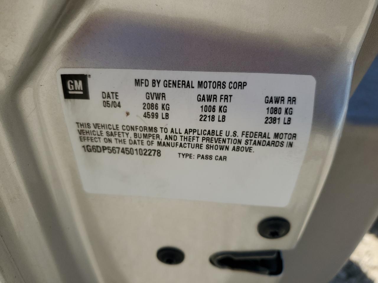 1G6DP567450102278 2005 Cadillac Cts Hi Feature V6