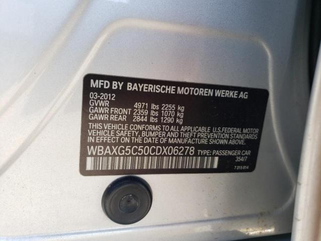 2012 BMW 528 I VIN: WBAXG5C50CDX06278 Lot: 54259964