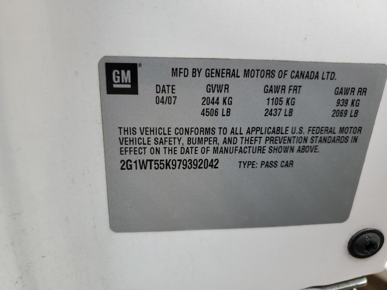 2G1WT55K979392042 2007 Chevrolet Impala Lt