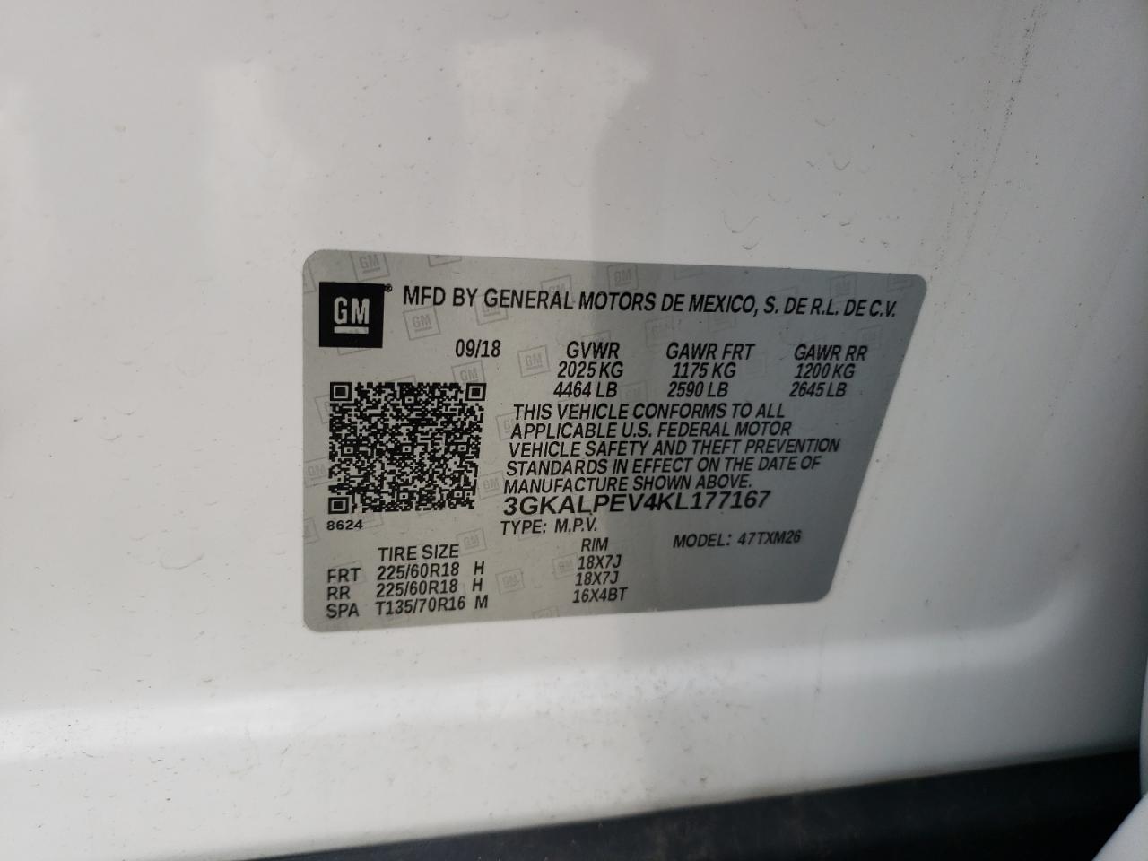 3GKALPEV4KL177167 2019 GMC Terrain Slt