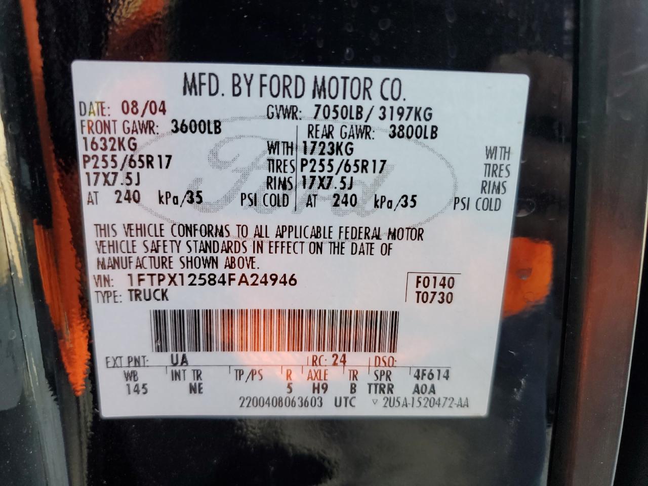 1FTPX12584FA24946 2004 Ford F150