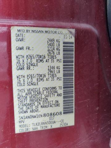 2014 Nissan Xterra X VIN: 5N1AN0NW1EN808608 Lot: 53445024