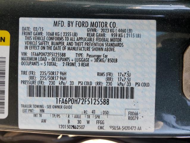 2015 Ford Fusion Se VIN: 1FA6P0H72F5125588 Lot: 53969114