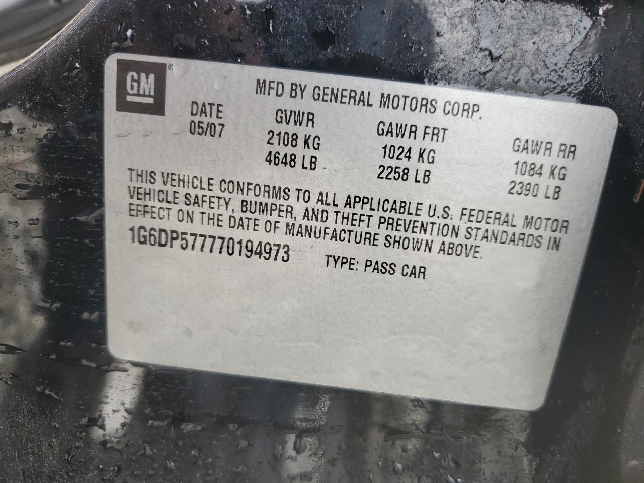 1G6DP577770194973 2007 Cadillac Cts Hi Feature V6