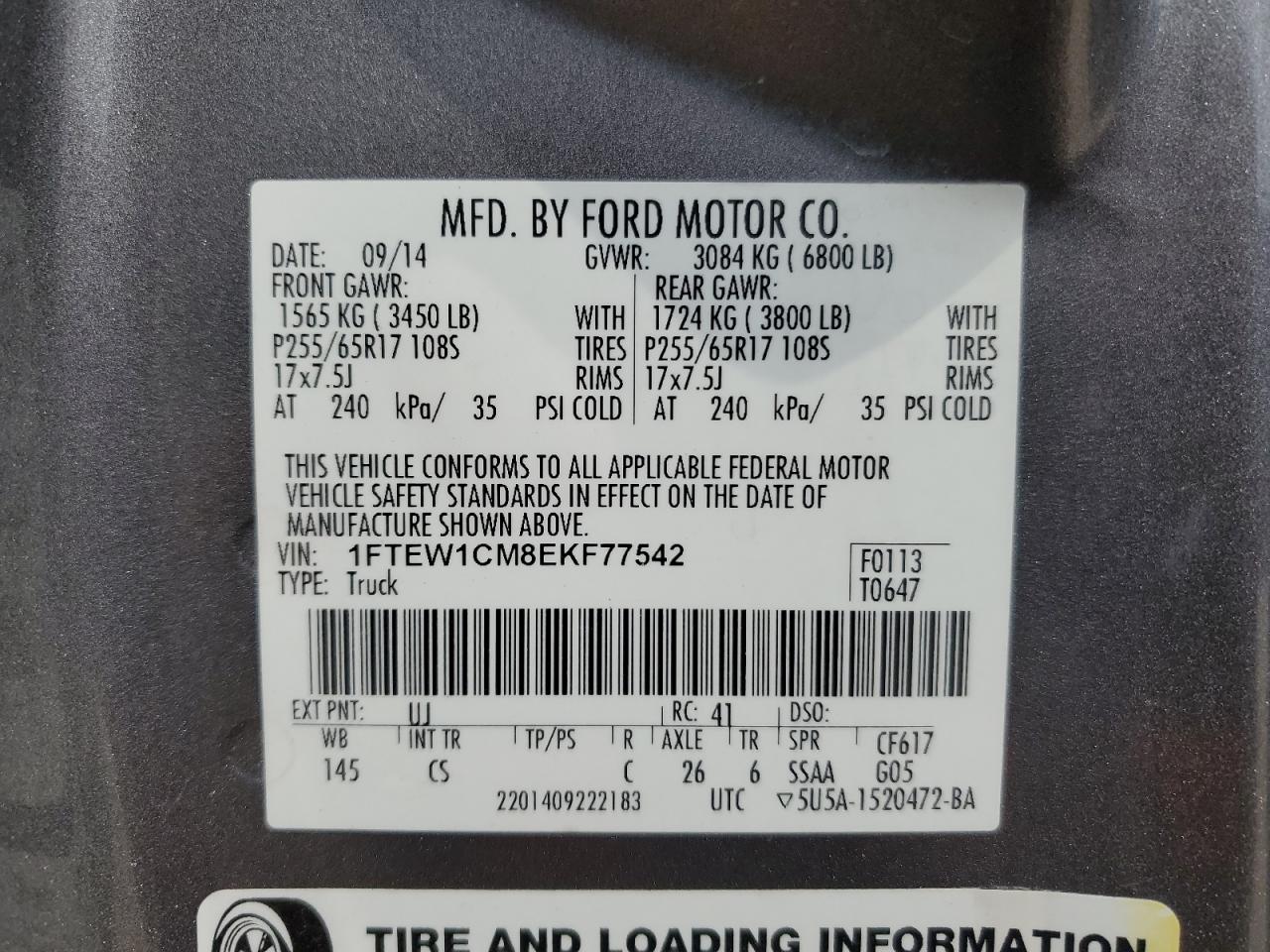 1FTEW1CM8EKF77542 2014 Ford F150 Supercrew