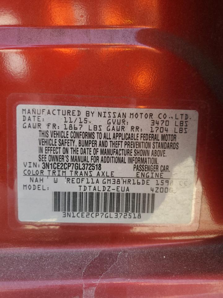 3N1CE2CP7GL372518 2016 Nissan Versa Note S