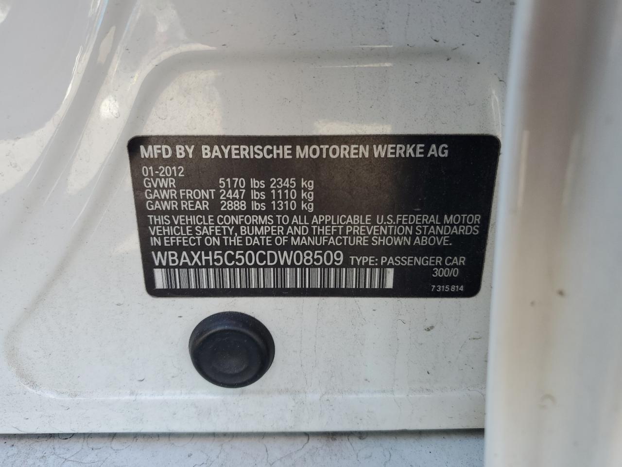 WBAXH5C50CDW08509 2012 BMW 528 Xi