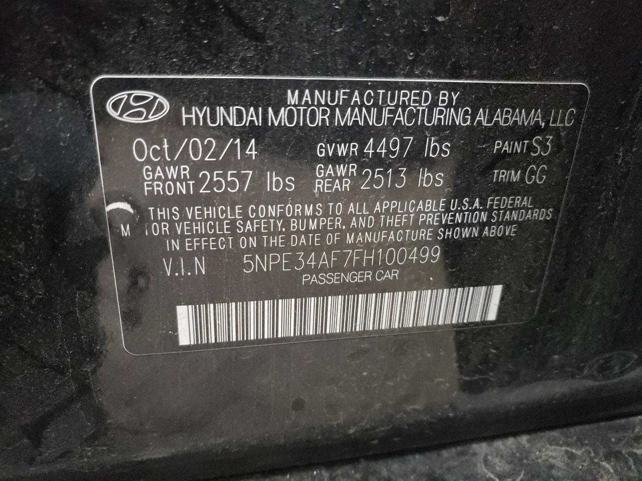 5NPE34AF7FH100499 2015 Hyundai Sonata Sport