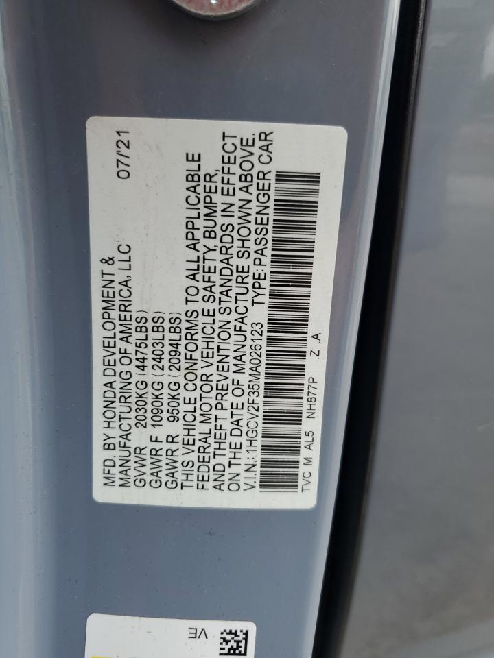 1HGCV2F35MA026123 2021 Honda Accord Sport