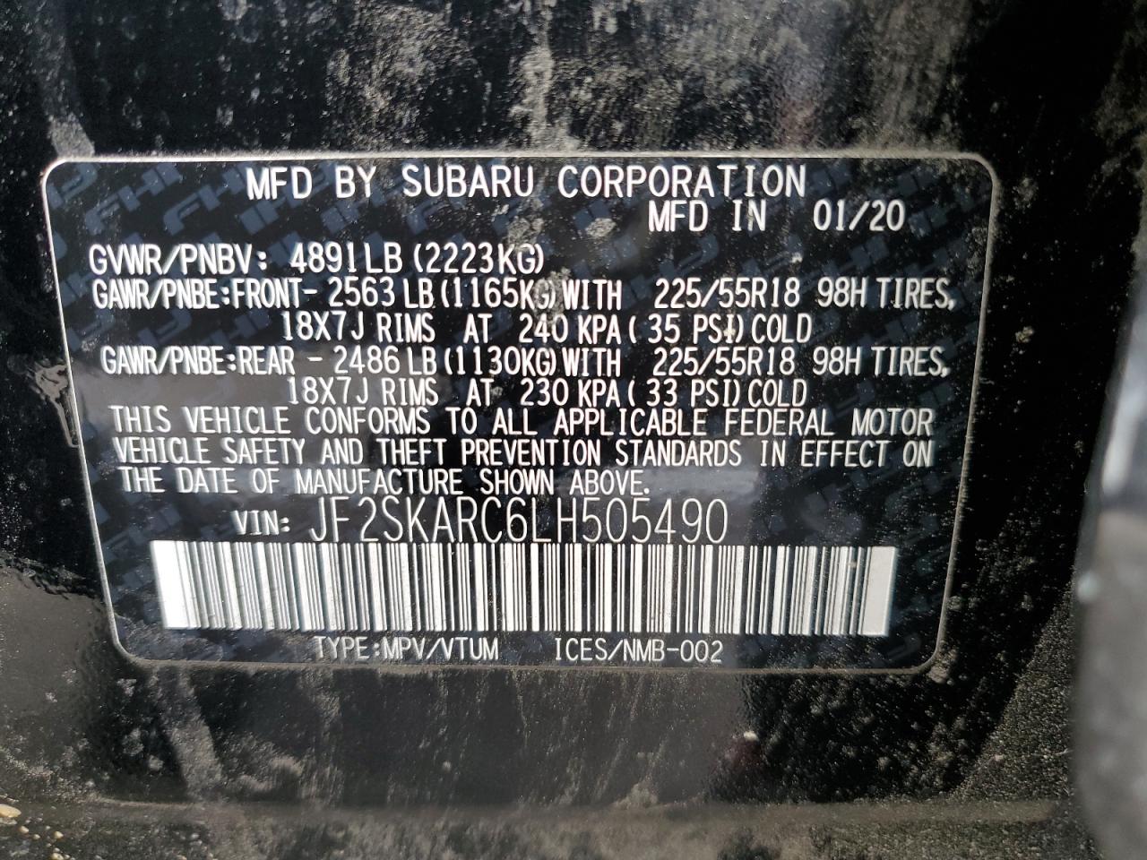 JF2SKARC6LH505490 2020 Subaru Forester Sport