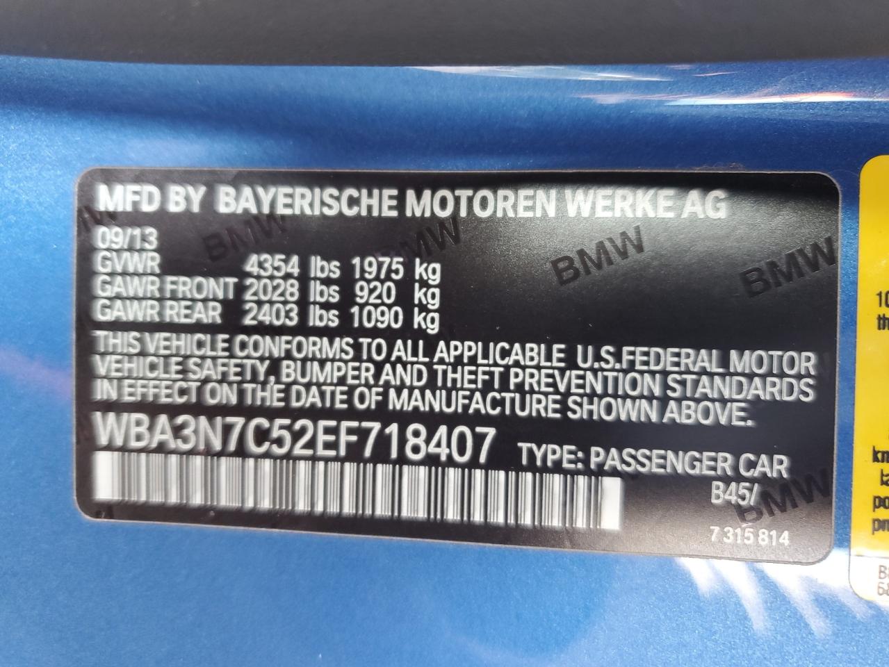 WBA3N7C52EF718407 2014 BMW 428 I