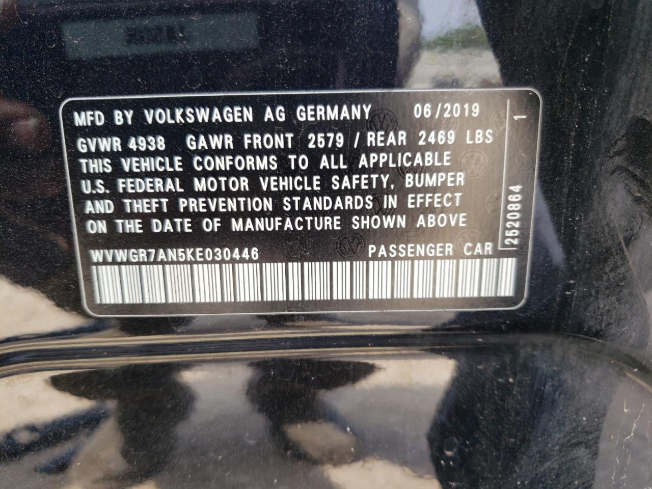 WVWGR7AN5KE030446 2019 Volkswagen Arteon Se