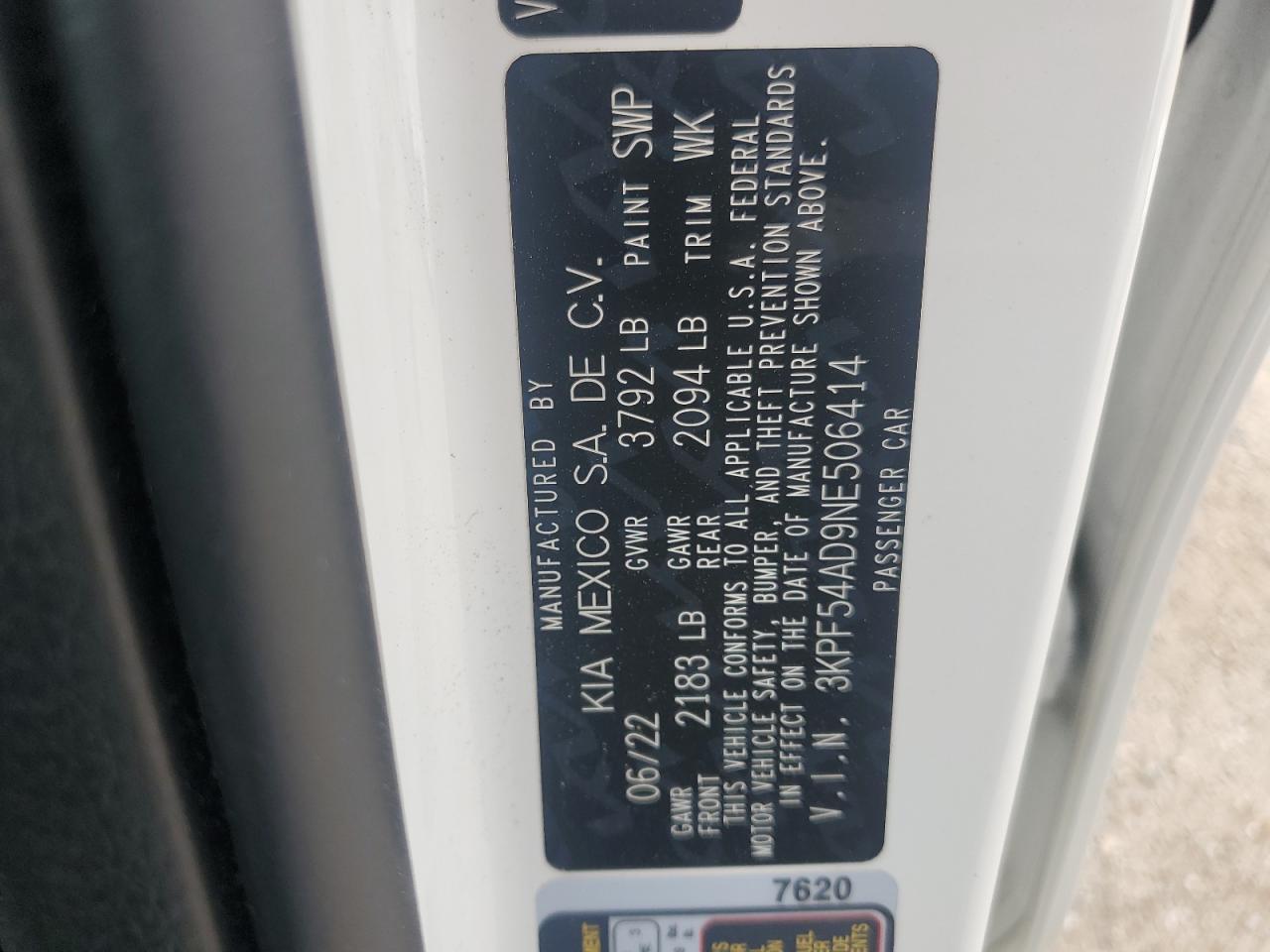 3KPF54AD9NE506414 2022 Kia Forte Gt Line