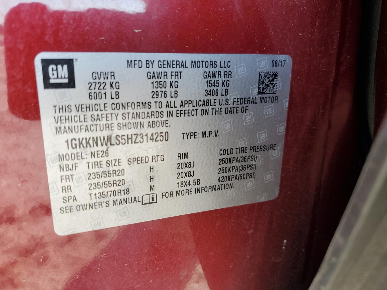 1GKKNWLS5HZ314250 2017 GMC Acadia Slt-2