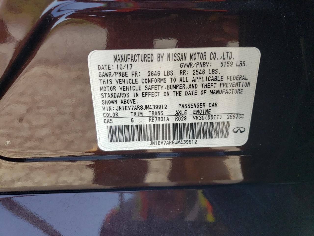 JN1EV7AR8JM439912 2018 Infiniti Q50 Luxe