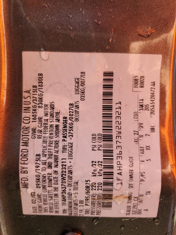 1FAHP36373W223211 2003 Ford Focus Se