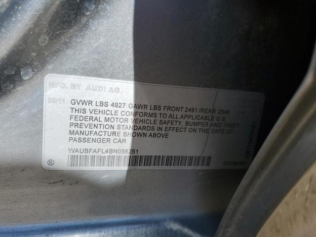2011 Audi A4 Premium VIN: WAUBFAFL4BN056251 Lot: 54905454
